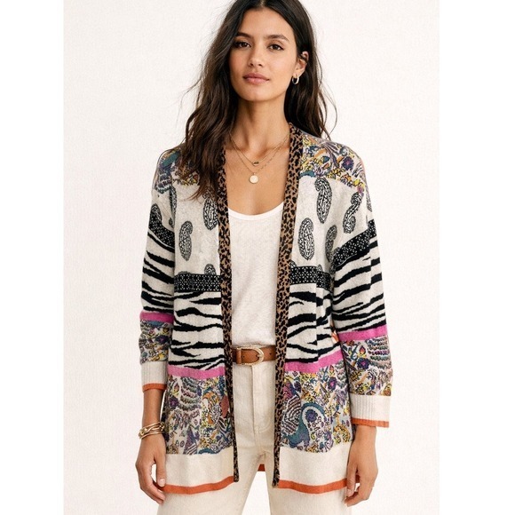 Anthropologie Sweaters - Anthropologie Bohemian‎ Bricolage Knit Patchwork Cardigan Sweater XS